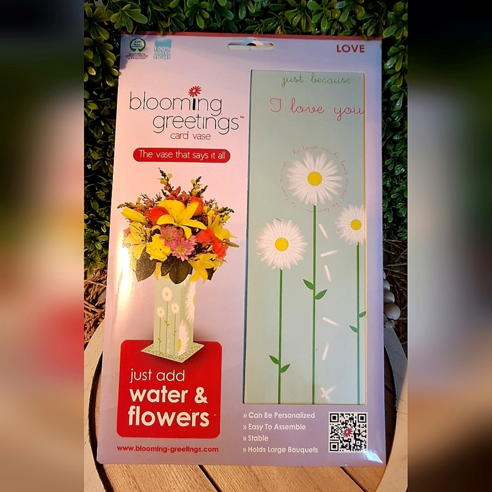 NIB 🌼 Daisies Flower Card Vase | Greeting Card & Flower Vase Combo | I Love You